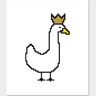 Pixelart Goose Wearing Crown Posters and Art